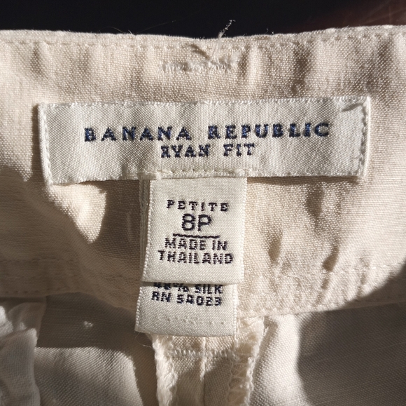 Banana Republic Silk Linen Classic Lightweight Preppy Cream Wide Leg Pant 8P - Picture 7 of 10